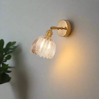 Retro Tulip Bud Flower Wall Lamp with Glass Shade