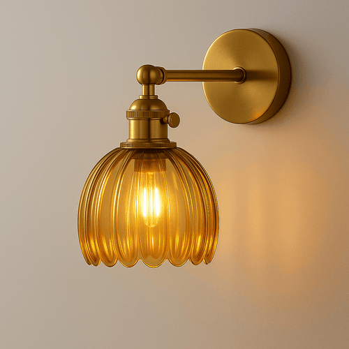 Retro Tulip Bud Flower Wall Lamp with Glass Shade