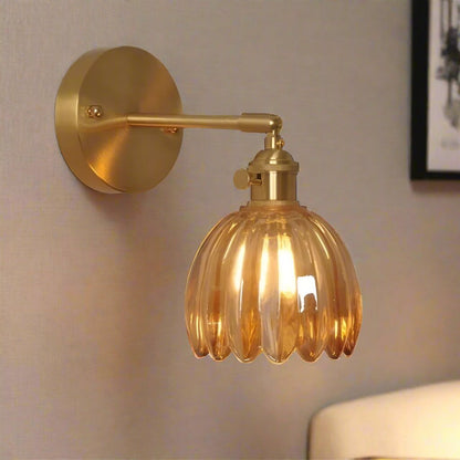 Retro Tulip Bud Flower Wall Lamp with Glass Shade