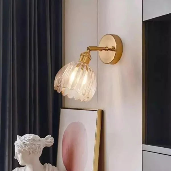 Retro Tulip Bud Flower Wall Lamp with Glass Shade