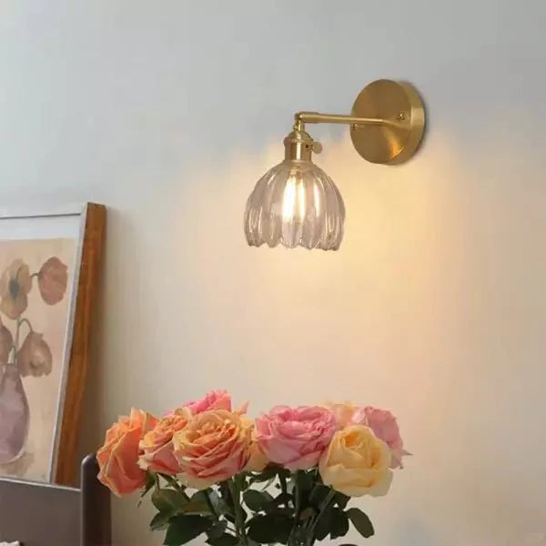 Retro Tulip Bud Flower Wall Lamp with Glass Shade