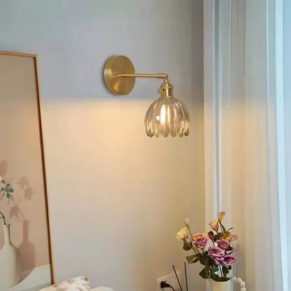 Retro Tulip Bud Flower Wall Lamp with Glass Shade