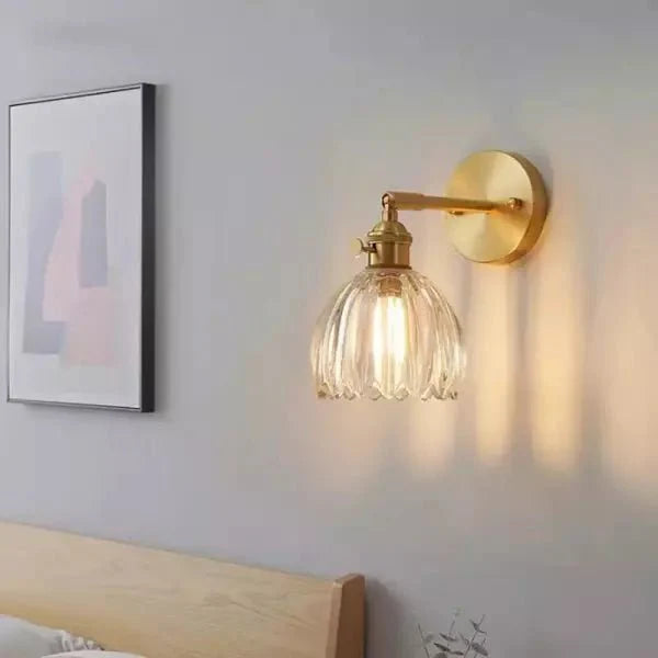 Retro Tulip Bud Flower Wall Lamp with Glass Shade