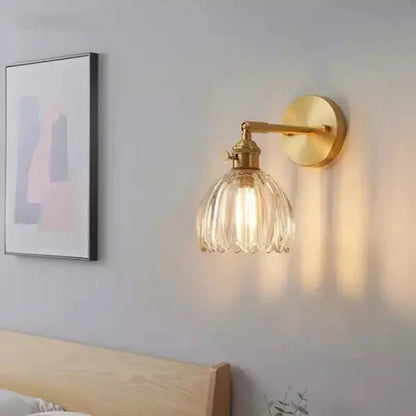 Retro Tulip Bud Flower Wall Lamp with Glass Shade