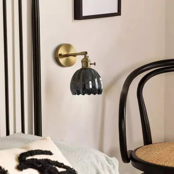 Retro Tulip Bud Flower Wall Lamp with Glass Shade