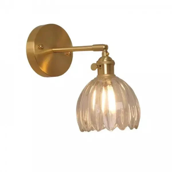 Retro Tulip Bud Flower Wall Lamp with Glass Shade