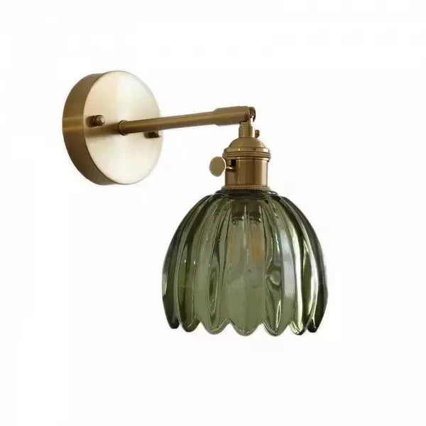 Retro Tulip Bud Flower Wall Lamp with Glass Shade