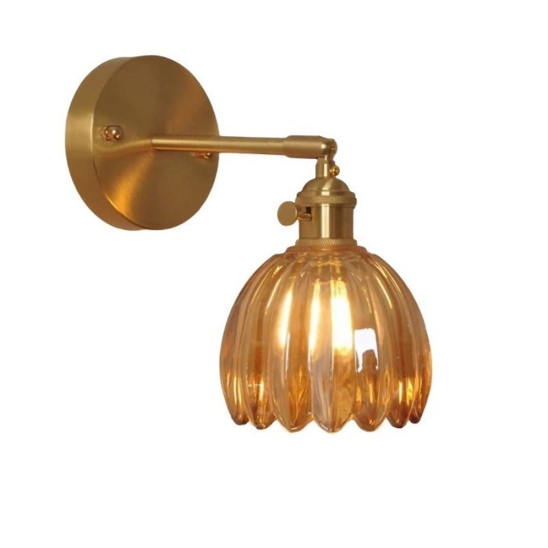 Retro Tulip Bud Flower Wall Lamp with Glass Shade