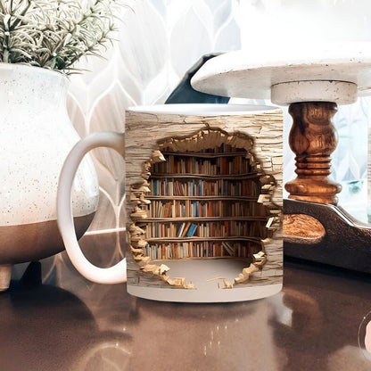 3D Book Shelf Mugs for Book Lovers - Unique Bibliophile Cups