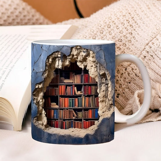 3D Book Shelf Mugs for Book Lovers - Unique Bibliophile Cups