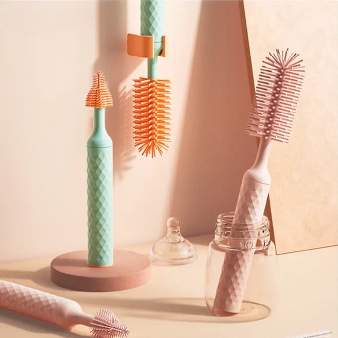 Electric Bottle Cleaner with 360° Rotating Silicone Brushes