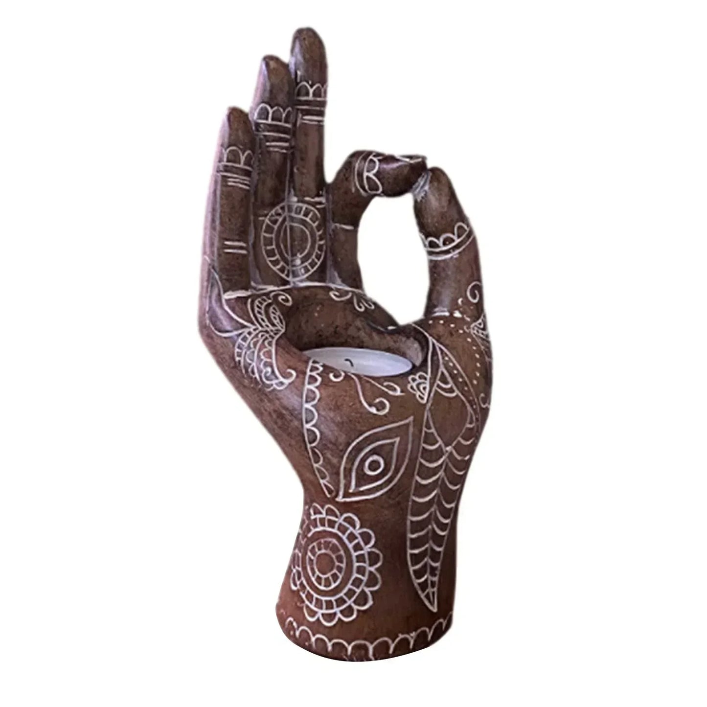 Zen Decor Candle Holder - Buddha Hand Design for Serenity