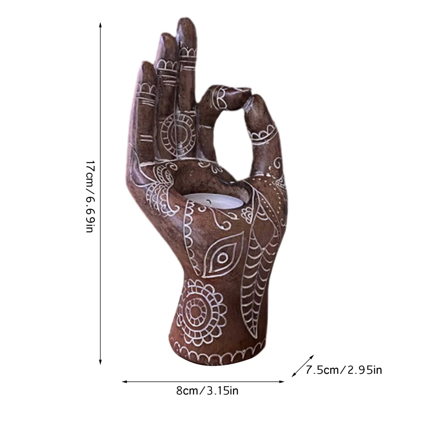Zen Decor Candle Holder - Buddha Hand Design for Serenity