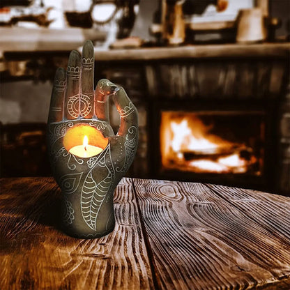 Zen Decor Candle Holder - Buddha Hand Design for Serenity