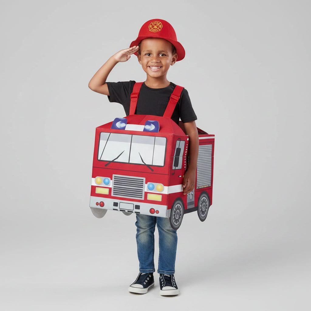 Brave Hero Firefighter Outfit for Kids with Reflective Details