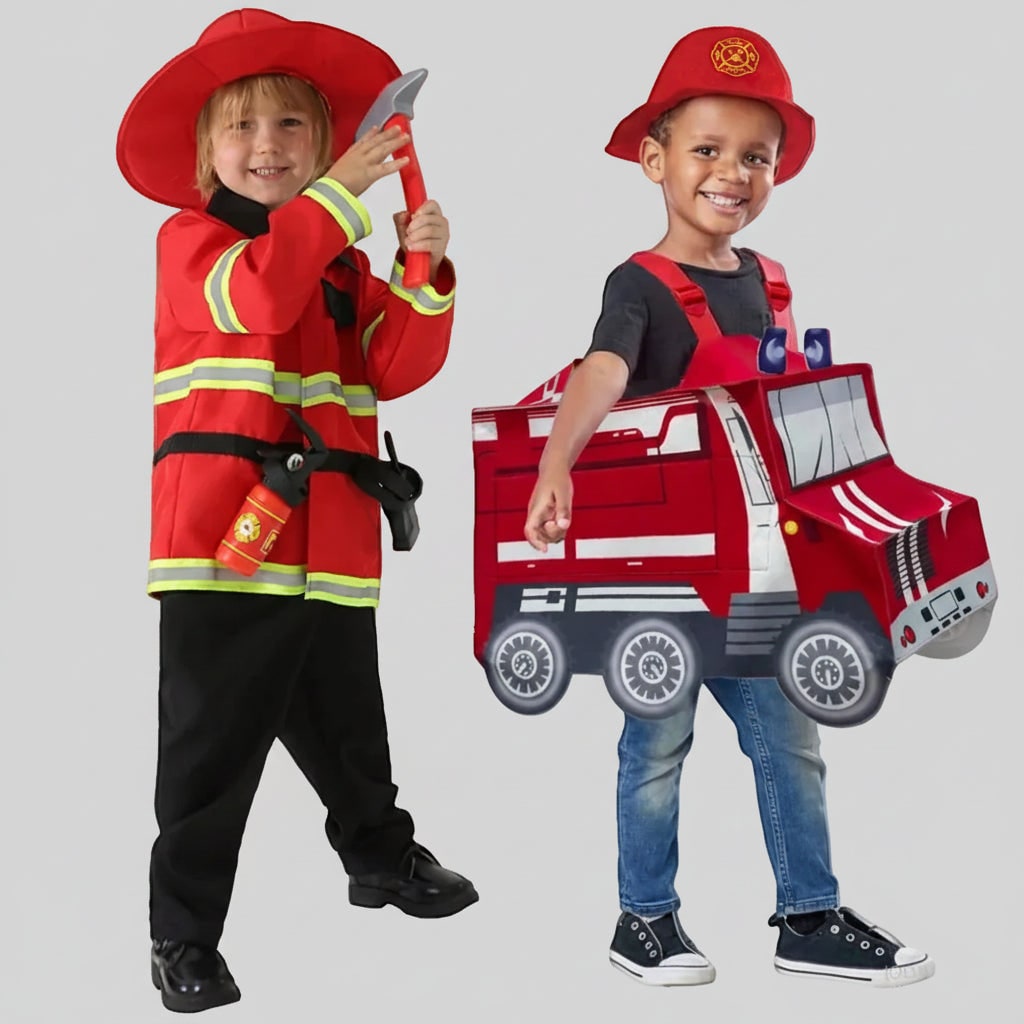 Brave Hero Firefighter Outfit for Kids with Reflective Details