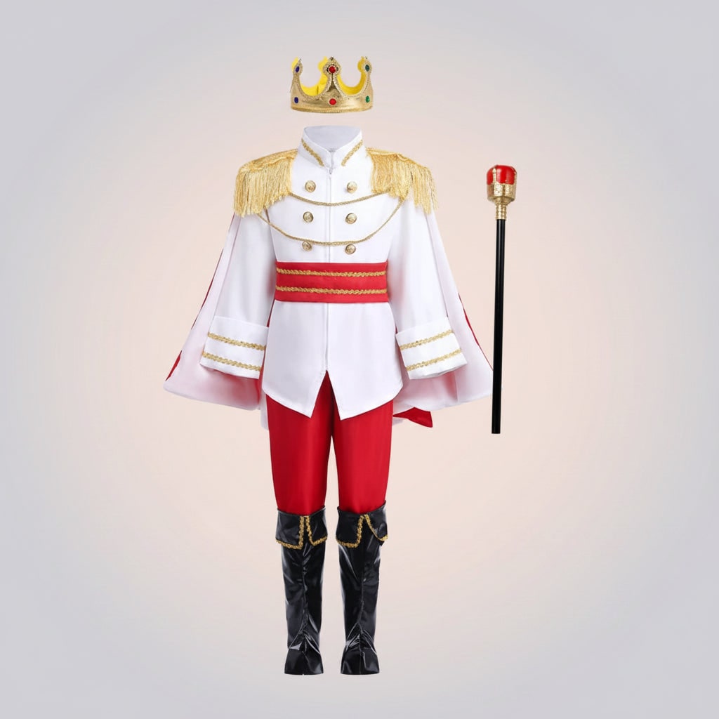 Majestic Prince Outfit for Boys with Crown & Scepter for Dress Up Fun