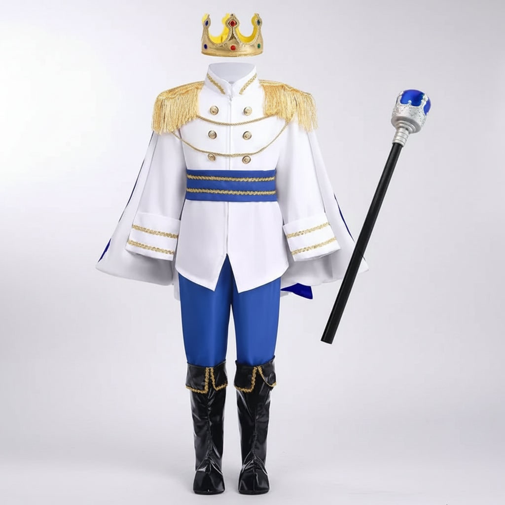 Majestic Prince Outfit for Boys with Crown & Scepter for Dress Up Fun