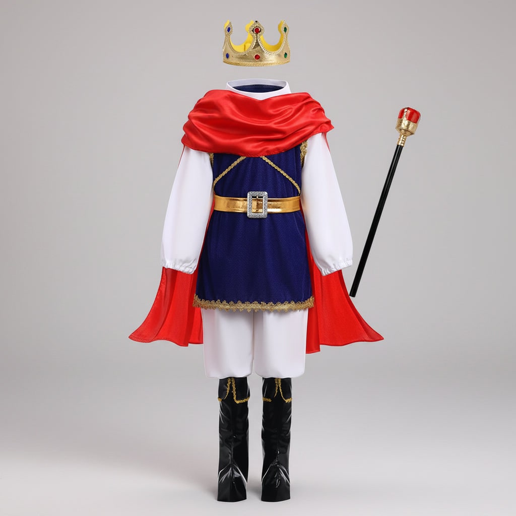 Majestic Prince Outfit for Boys with Crown & Scepter for Dress Up Fun