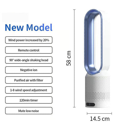 Quiet Bladeless Tower Fan with Air Purification Features