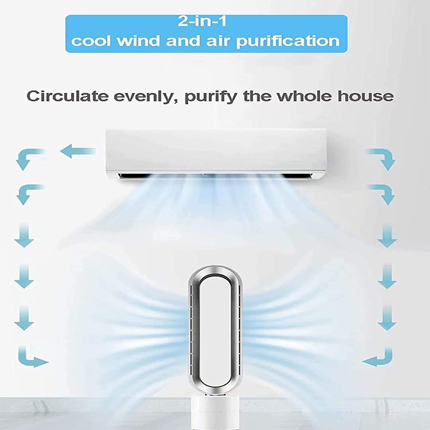 Quiet Bladeless Tower Fan with Air Purification Features