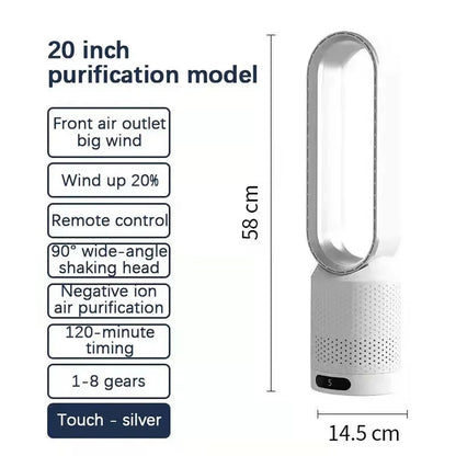 Quiet Bladeless Tower Fan with Air Purification Features