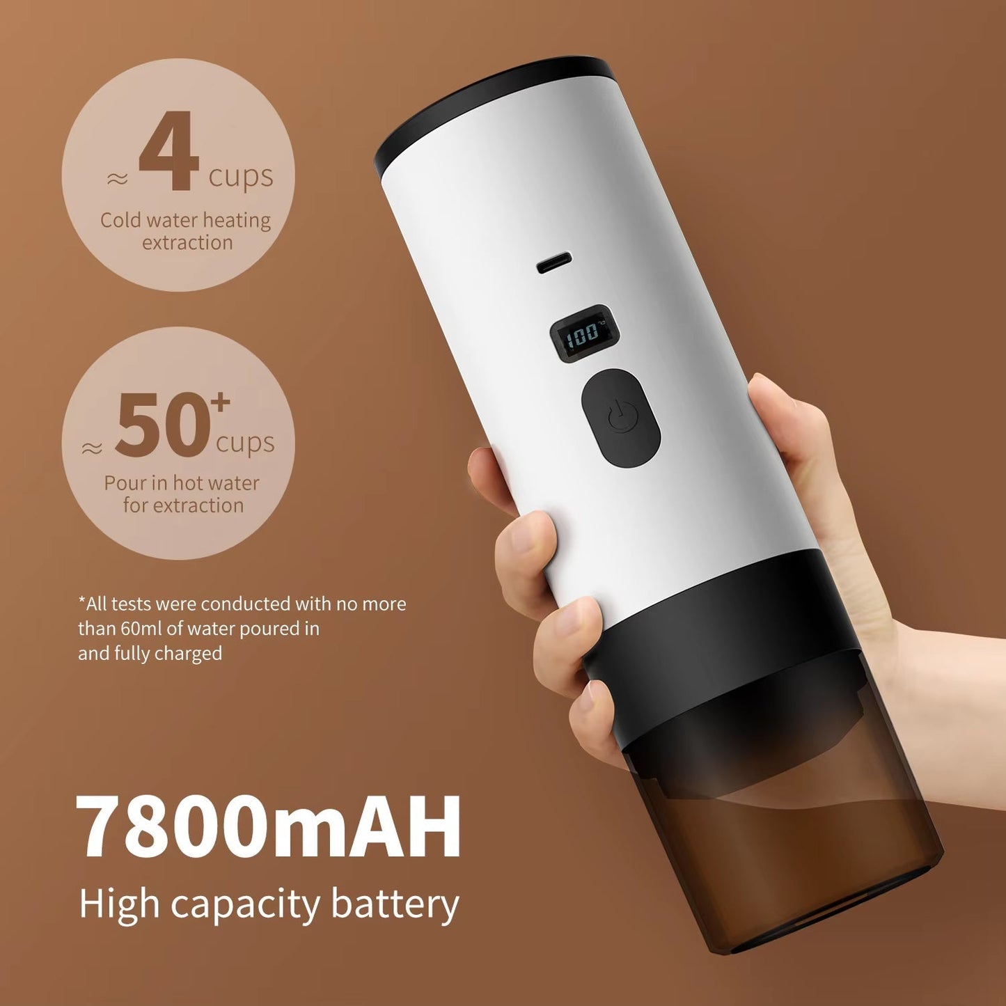 Portable 15-Bar Espresso Machine - Cordless Design for Travel