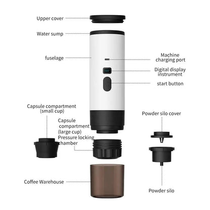 Portable 15-Bar Espresso Machine - Cordless Design for Travel