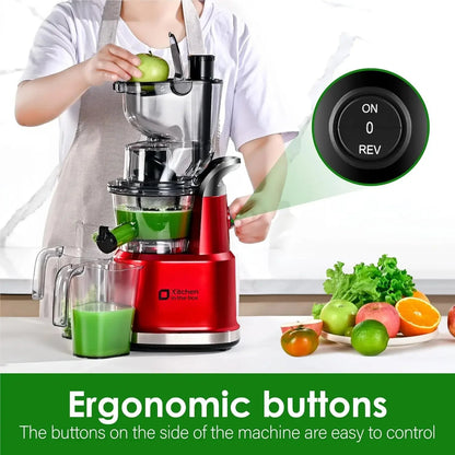 Masticating Juicer with 3.27" Wide Chute – BPA-Free, Low Noise, High Yield