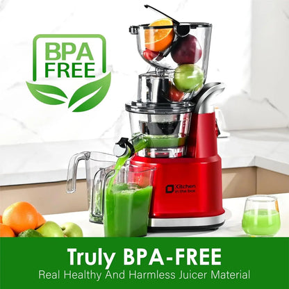 Masticating Juicer with 3.27" Wide Chute – BPA-Free, Low Noise, High Yield