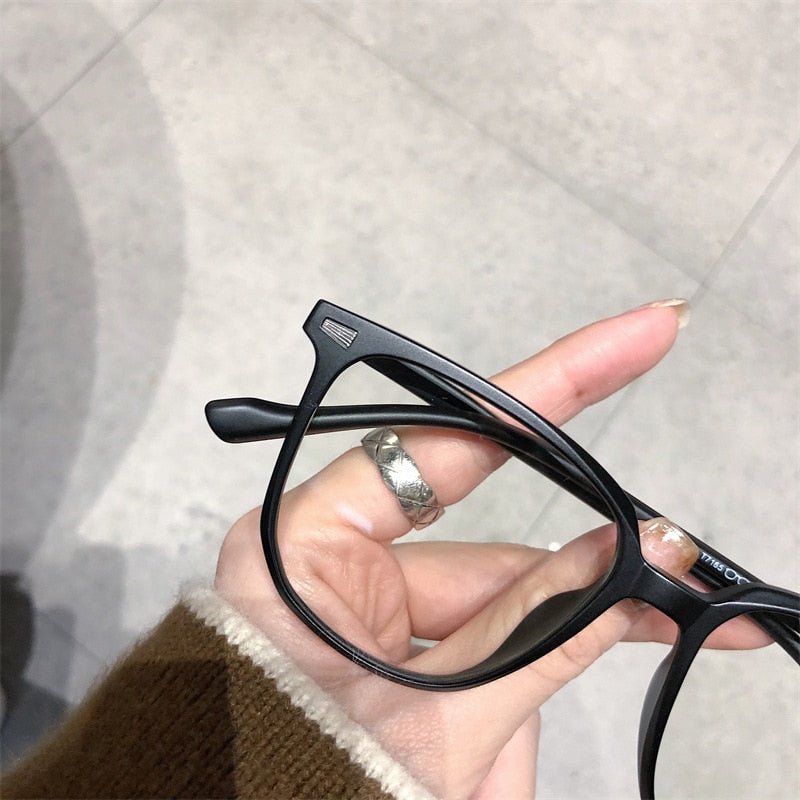 Myopia Glasses with Square Frame, Blue Light Filter, Clear Lenses, Unisex, -4.0 to 0 Diopters
