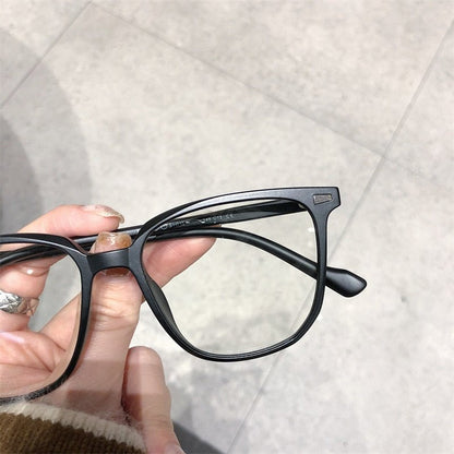 Myopia Glasses with Square Frame, Blue Light Filter, Clear Lenses, Unisex, -4.0 to 0 Diopters
