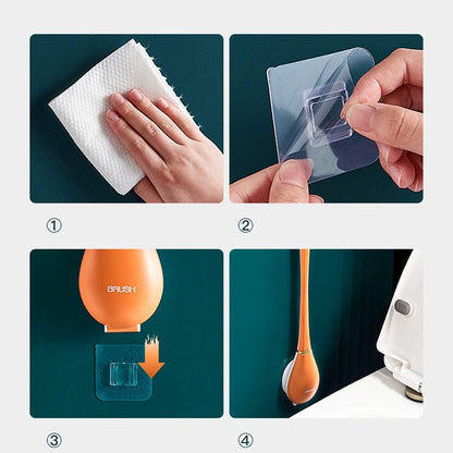 Silicone Toilet Brush with Wall Mount – Quick-Drying Hygienic Tool