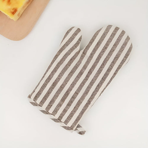 Striped Heat-Resistant Oven Mittens – Non-Slip Kitchen Gloves