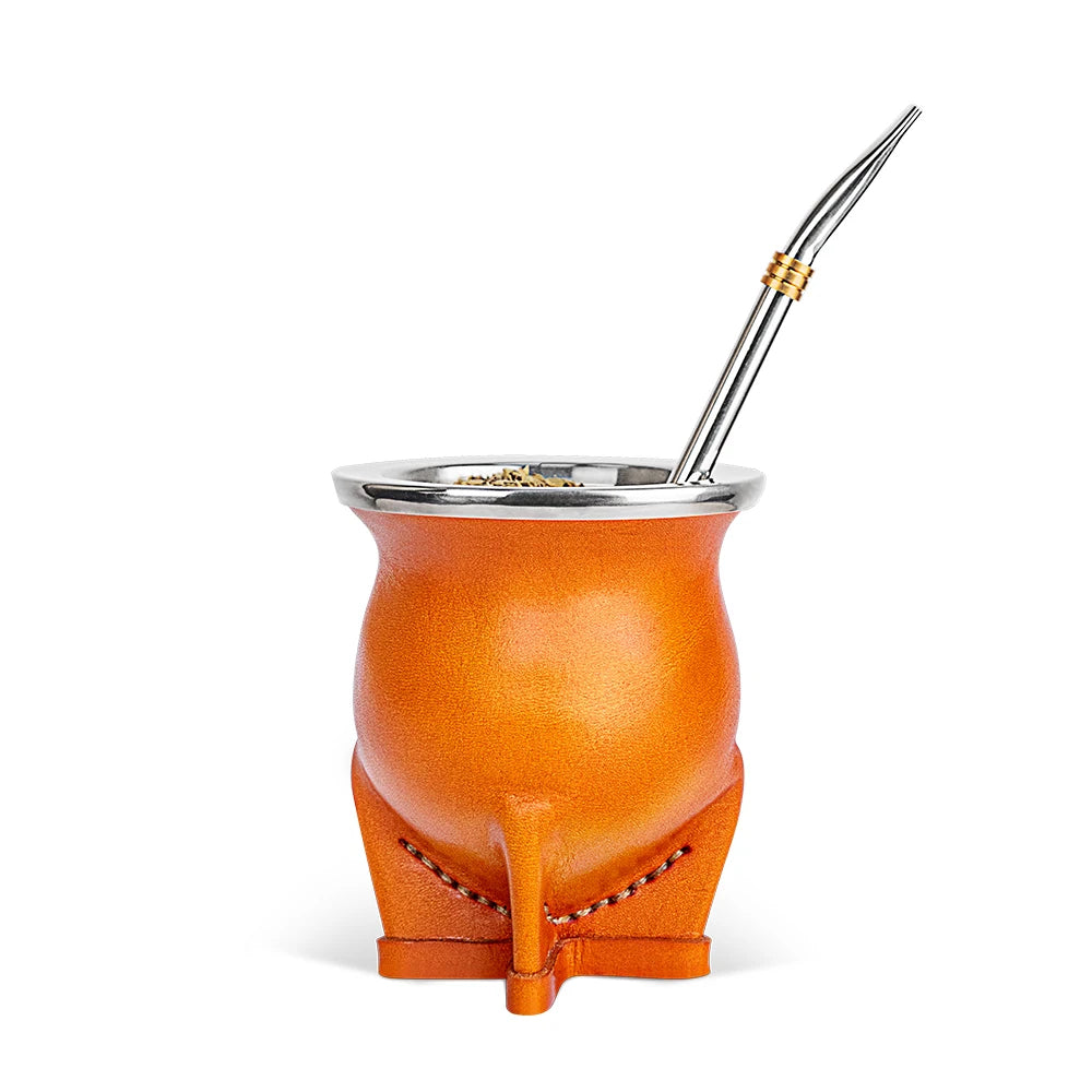 Porcelain Yerba Mate Gourd with Bombilla Straw and Cleaning Brush
