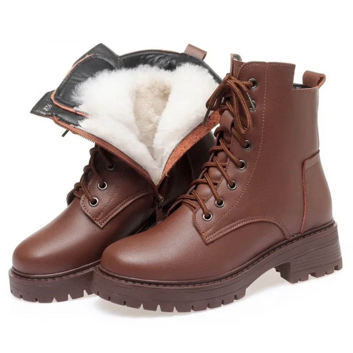 Warm Non-Slip Ankle Boots for Women - Genuine Leather Winter Footwear
