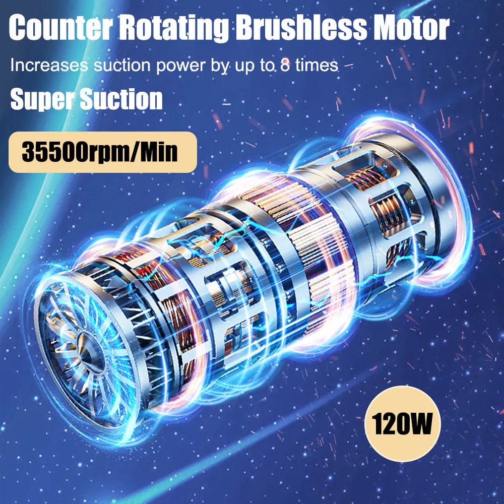 Compact Cordless Car Vacuum with Powerful Suction and Attachments