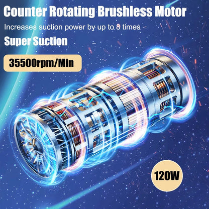 Compact Cordless Car Vacuum with Powerful Suction and Attachments
