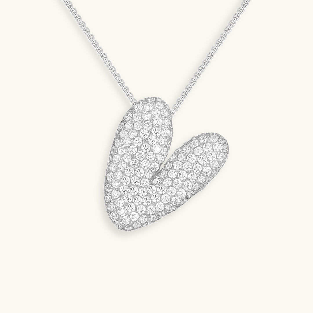 Initial Pendant Necklace with Bubble Diamond Design