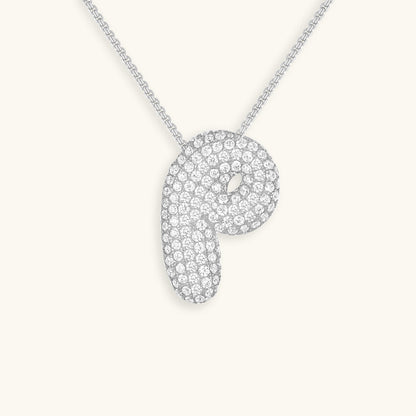 Initial Pendant Necklace with Bubble Diamond Design