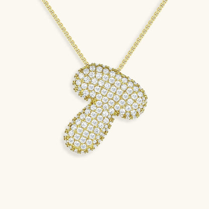 Initial Pendant Necklace with Bubble Diamond Design