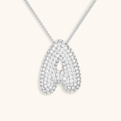 Initial Pendant Necklace with Bubble Diamond Design