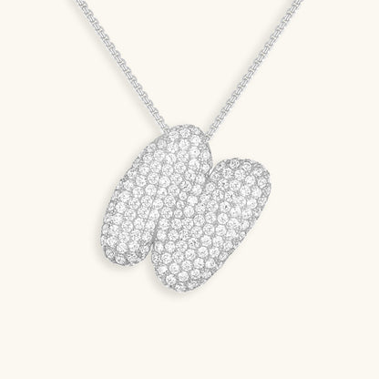Initial Pendant Necklace with Bubble Diamond Design