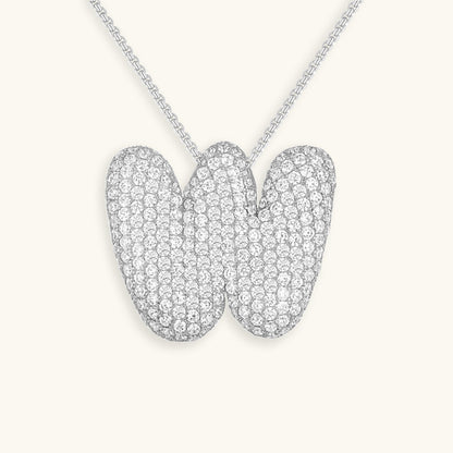 Initial Pendant Necklace with Bubble Diamond Design
