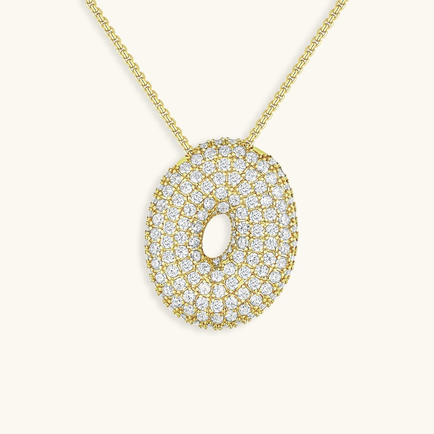 Initial Pendant Necklace with Bubble Diamond Design