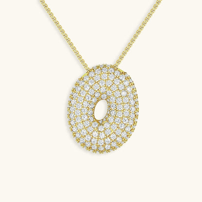 Initial Pendant Necklace with Bubble Diamond Design