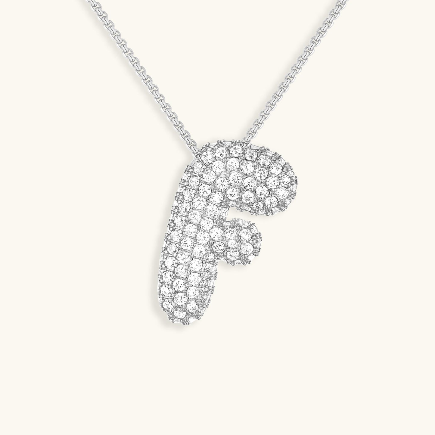 Initial Pendant Necklace with Bubble Diamond Design