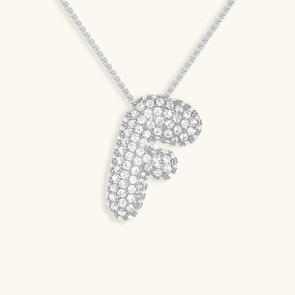 Initial Pendant Necklace with Bubble Diamond Design
