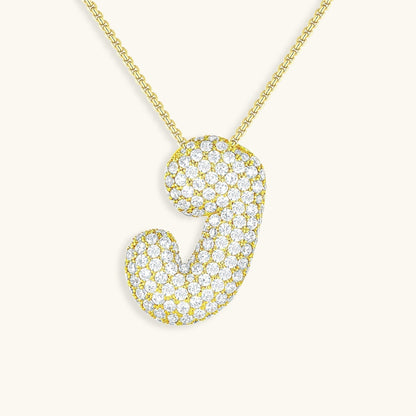 Initial Pendant Necklace with Bubble Diamond Design