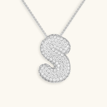 Initial Pendant Necklace with Bubble Diamond Design
